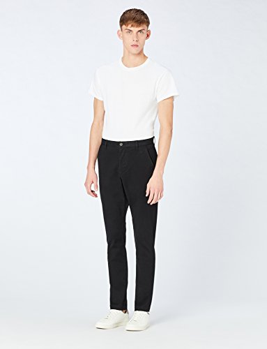 Marca Amazon - MERAKI Pantalones Chinos Estrechos Hombre, Negro (Black), 38W / 34L, Label: 38W / 34L