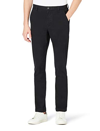 Marca Amazon - MERAKI Pantalones Chinos Estrechos Hombre, Negro (Black), 38W / 34L, Label: 38W / 34L