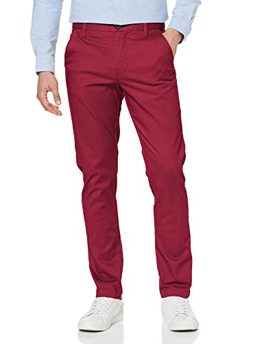 Marca Amazon - MERAKI Pantalones Chinos Estrechos Hombre, Rojo (Beet Red), 30W / 32L, Label: 30W / 32L