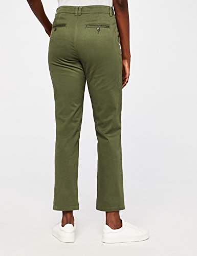 Marca Amazon - MERAKI Pantalones Chinos Estrechos Mujer, Verde (Winter Moss: 18-0523 Tcx), 40, Label: M