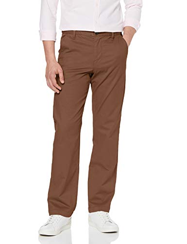 Marca Amazon - MERAKI Pantalones Chinos Regular Fit Hombre, Marrón (Tobacco Brown), 33W / 34L, Label: 33W / 34L