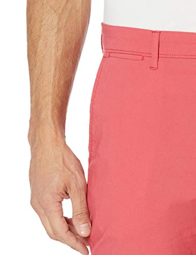 Marca Amazon - Pantalón chino de corte recto, lavado, cómodo y elástico para hombre, rojo (lavado), 28W x 32L