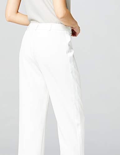 Marca Amazon - Truth & Fable Pantalón Ancho Mujer, Blanco (Ivory), 40, Label: M