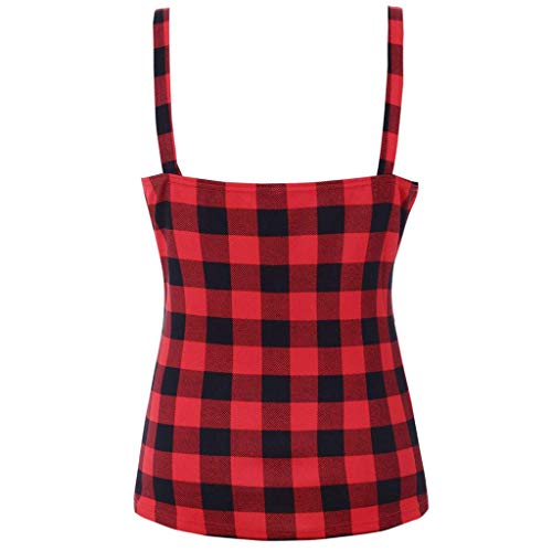 Mariisay Mujer Sobredimensionan Camisa Sin Mangas Casual Chic A Cuadros Honda De La Vendimia De La Tela Escocesa De Tiras Chaleco Partido del Ocio De Vestir Blusa Ärmelloses Camisa Elegante Tankshirt