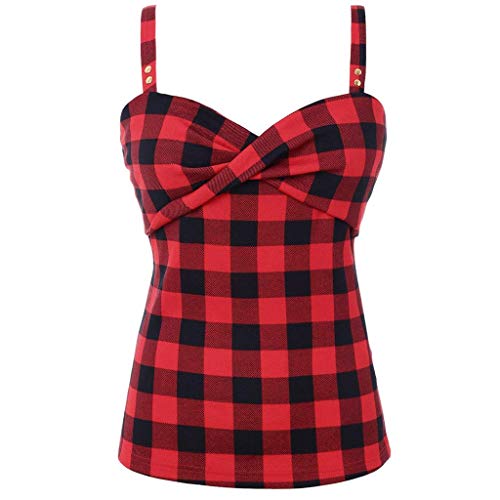 Mariisay Mujer Sobredimensionan Camisa Sin Mangas Casual Chic A Cuadros Honda De La Vendimia De La Tela Escocesa De Tiras Chaleco Partido del Ocio De Vestir Blusa Ärmelloses Camisa Elegante Tankshirt