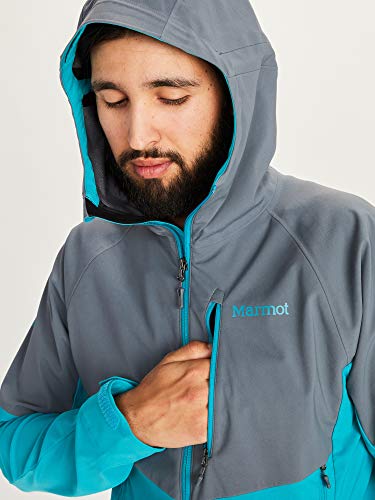Marmot ROM Jacket Chaqueta Softshell, Chaqueta Outdoor, Anorak, Repelente al Agua, Transpirable, Hombre, Steel Onyx/Enamel Blue, XL