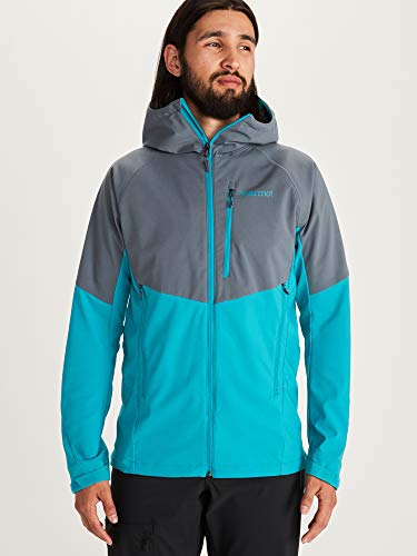 Marmot ROM Jacket Chaqueta Softshell, Chaqueta Outdoor, Anorak, Repelente al Agua, Transpirable, Hombre, Steel Onyx/Enamel Blue, XL