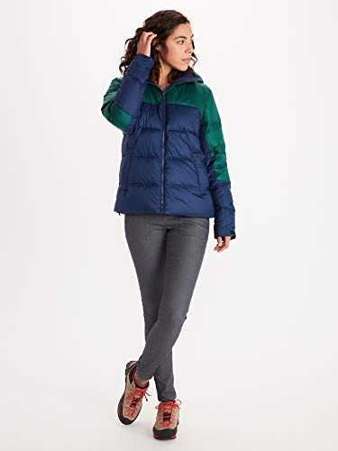 Marmot Wm's Guides Down Hoody Chaqueta de Plumas Aislante Ligera, 700 Pulgadas cúbicas, Mujer, Arctic Navy/Botanical Garden, L