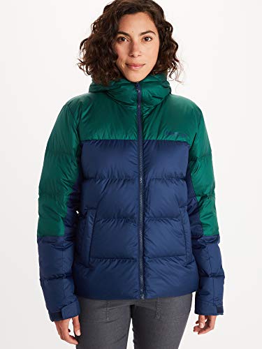 Marmot Wm's Guides Down Hoody Chaqueta de Plumas Aislante Ligera, 700 Pulgadas cúbicas, Mujer, Arctic Navy/Botanical Garden, L