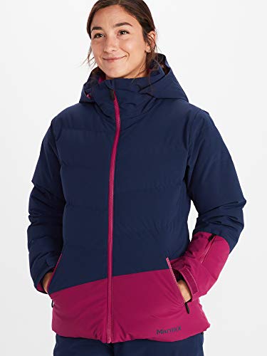 Marmot Wm's Slingshot Jacket Chaqueta de Plumas para la Nieve, 700 Pulgadas cúbicas, Ropa de esquí y Snowboard, Resistente al Viento, Resistente al Agua, Transpirable, Mujer, Arctic Navy/Wild Rose, M