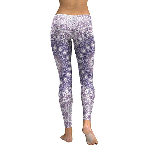 MAYUAN520 Polainas Mujer Púrpura Flor Mandala Leggins Impresos en 3D Mujer Slim Pantalones elásticos Pantalones Legg,S