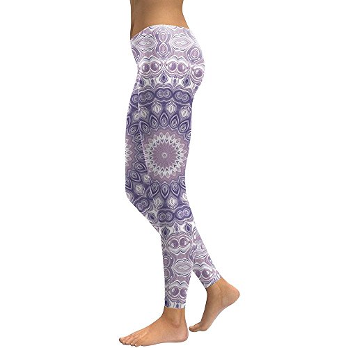 MAYUAN520 Polainas Mujer Púrpura Flor Mandala Leggins Impresos en 3D Mujer Slim Pantalones elásticos Pantalones Legg,S