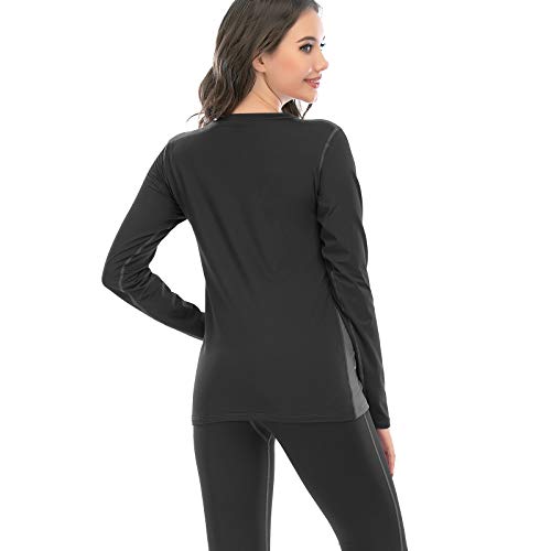 MEETYOO Conjuntos térmicos Mujer, Ropa Interior termica Invierno Base Layer Thermo Pantalones para Running Ciclismo Esquí (Negro, S)