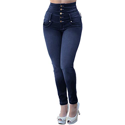 MEIbax Leggings Vaqueros Pantalones para Mujeres de Cintura Alta Ajustados Tallas Grandes Push up de Mezclilla Delgado Bolsillos Leggins Jeans Skinny Mallas elásticas Leotardos