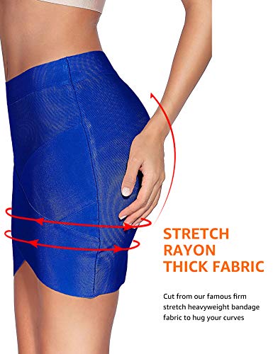 meilun - Mini Falda de rayón para Mujer - Azul - Small