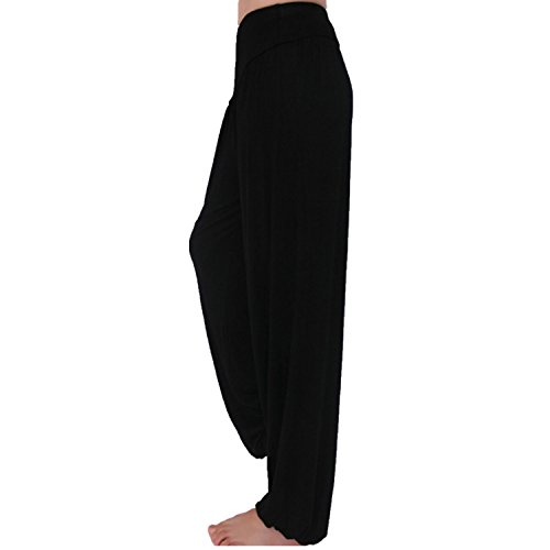 MEISHINE® Mujer Pantalones de Yoga Algodón Modal Harem Pantalón Polainas por Danza, Yoga, Ganduleado, Fitness - Muy Suave (Size M, Negro)