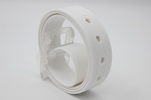 MEISHINE® Unisex Cinturón de Silicona Cinturón de Moda Hebilla de Plástico (Blanco)