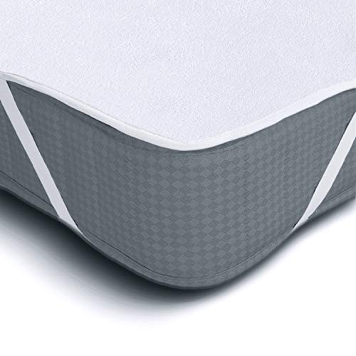 Melunda Protector de colchón Impermeable - 160 x 200 cm - Protector de colchón de algodón Anti-alérgico dermatológicamente Probado