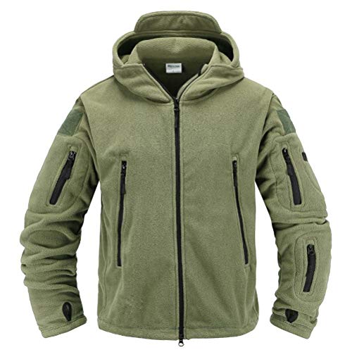 Memoryee Chaqueta Militar al Aire Libre de Lana Polar Sudaderas t¨¢cticas a Prueba de Viento Impermeable Ideal para Deportes, Trabajo y Ocio/Verde/M