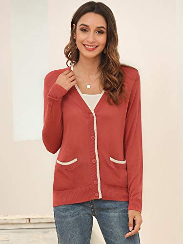 MessBebe Cardigan Mujer Rebeca V Cuello Jersey Invierno con Botones Blusa Manga Larga Chaqueta de Punto Cardigans Mujer Jerseys con Bolsillos