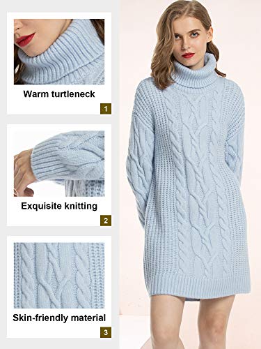 MessBebe Jersey Mujer Largo Vestido Jersey Invierno Cuello Alto Manga Larga Vestido Tejido de Punto Grueso Suéter Gran Tamaño Chaqueta Mini Falta Ropa Elegante para Mujer Fiesta Negocios Casa