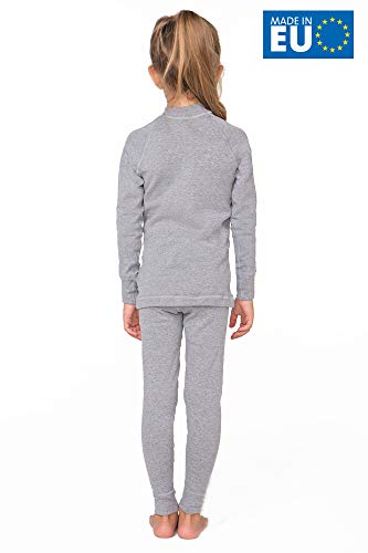 meteor Conjunto Ropa Interior Térmica para Niños - Camiseta de Manga Larga y Pantalón - Set Infantil Elástico para Esquí Snowboard Acampada y Senderismo para Niño y Niña (104-110 cm, Gris)