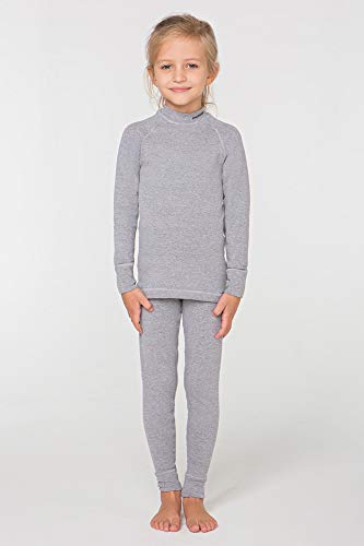 meteor Conjunto Ropa Interior Térmica para Niños - Camiseta de Manga Larga y Pantalón - Set Infantil Elástico para Esquí Snowboard Acampada y Senderismo para Niño y Niña (104-110 cm, Gris)