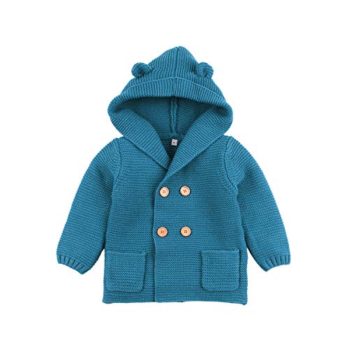 mimixiong Bebé niño de Abrigo Capa Chaqueta otoño Invierno Encapuchados Ropa Caliente(Azul,6-12 Meses)