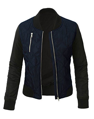 Minetom Mujer Otoño Invierno Casual Costura Cremallera Jackets Chaquetas Deportiva Cuero Moto Cazadoras Biker Abrigos Outwear Azul ES 50