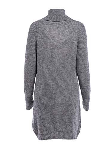Minetom Mujer Vestido de Invierno Primavera Casual Escote en V Manga Larga Suelto Fiesta Jersey Suéter Largo con Cuentas B Gris 42