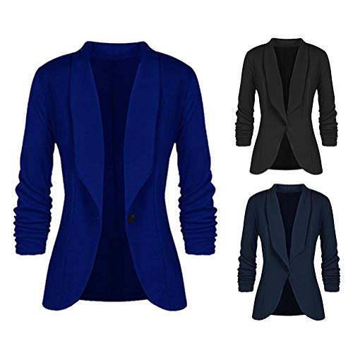 Minetom Mujeres De Marca Americanas Elegante Fiesta Chica 2 Botones Casual Blazers la Pequeña Negro ES 40
