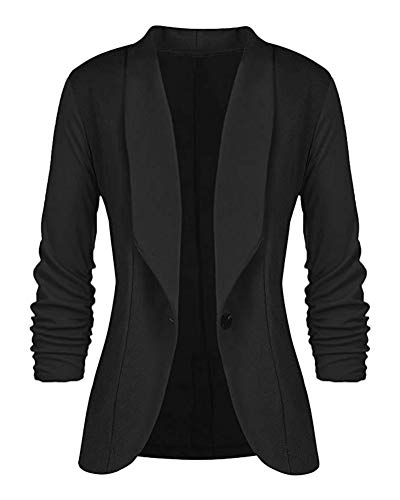 Minetom Mujeres De Marca Americanas Elegante Fiesta Chica 2 Botones Casual Blazers la Pequeña Negro ES 40