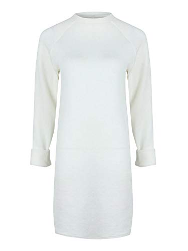 Minetom Otoño Invierno Vestido de Punto Mujer Fiesta Casual Manga Larga Mini Dress Flojos Jersey Suéter Largo Sólido Pullover Blanco ES 34