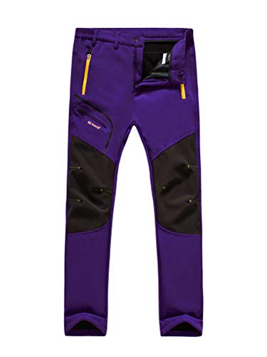 Minetom Pantalon Softshell Hombre Mujer Pantalones de Montaña Impermeable Pantalon Trekking Caliente Pantalones Invierno Aire Libre Pantalones Mujer Morado XXX-Large