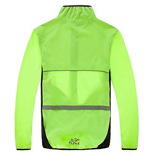 MiOYOOW Chaqueta de Ciclismo, Cortaviento Jersey para Hombre Ajustable Dobladillo Chubasquero con Tira Reflectante