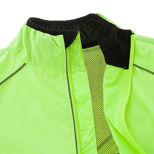 MiOYOOW Chaqueta de Ciclismo, Cortaviento Jersey para Hombre Ajustable Dobladillo Chubasquero con Tira Reflectante