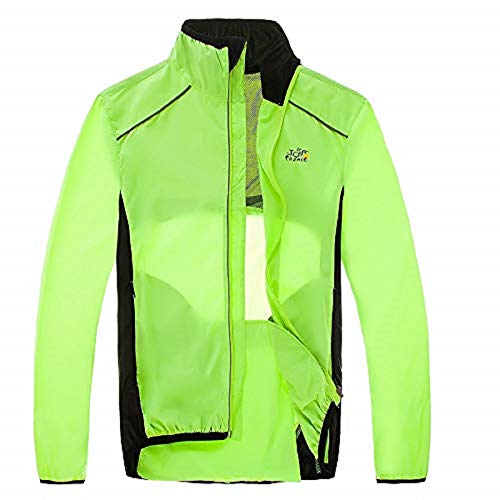 MiOYOOW Chaqueta de Ciclismo, Cortaviento Jersey para Hombre Ajustable Dobladillo Chubasquero con Tira Reflectante
