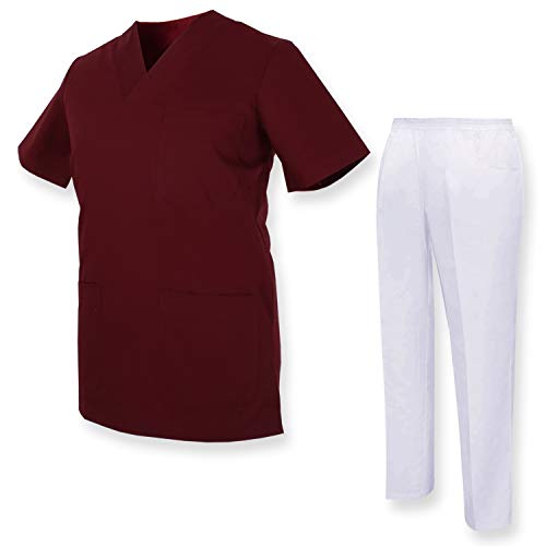 MISEMIYA - Casaca Y PANTALÓN Sanitarios Unisex Uniformes Sanitarios MÉDICOS - M, Conjuntos Sanitarios 817-7 Granate