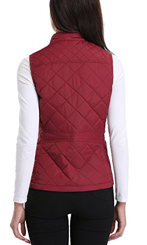 MISS MOLY Chaleco Chaqueta sin Manga Terciopelo de Pluma para Mujer Ligero y Caliente Rojo - S