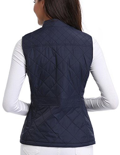 MISS MOLY Chaleco Mujer Ligero Acolchado Chaquetas de Cremallera con Cuello Mao Azul - S