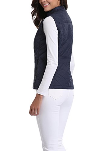 MISS MOLY Chaleco Mujer Ligero Acolchado Chaquetas de Cremallera con Cuello Mao Azul - S