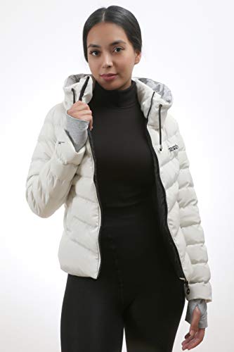 Missity | Edición limitada | Moderna y única chaqueta de entretiempo para mujer (negro) | Ideal para otoño e invierno | Chaqueta acolchada con ajuste femenino Blanco M