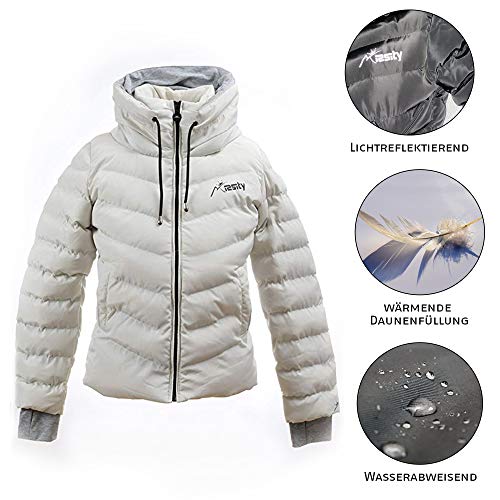 Missity | Edición limitada | Moderna y única chaqueta de entretiempo para mujer (negro) | Ideal para otoño e invierno | Chaqueta acolchada con ajuste femenino Blanco M