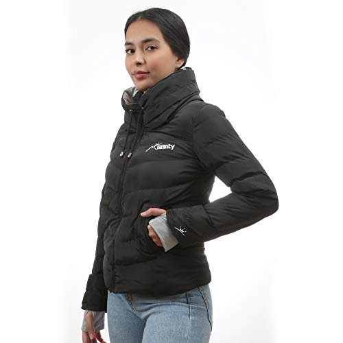 Missity | Edición limitada | Moderna y única chaqueta de entretiempo para mujer (negro) | Ideal para otoño e invierno | Chaqueta acolchada con ajuste femenino Negro L