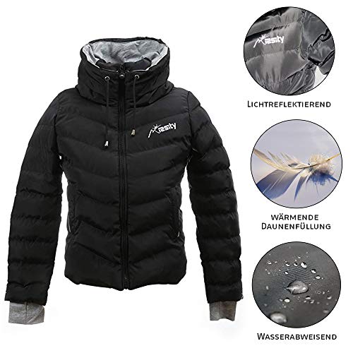 Missity | Edición limitada | Moderna y única chaqueta de entretiempo para mujer (negro) | Ideal para otoño e invierno | Chaqueta acolchada con ajuste femenino Negro L
