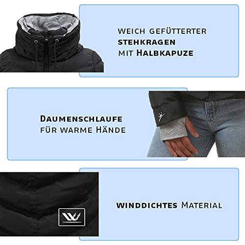 Missity | Edición limitada | Moderna y única chaqueta de entretiempo para mujer (negro) | Ideal para otoño e invierno | Chaqueta acolchada con ajuste femenino Negro L