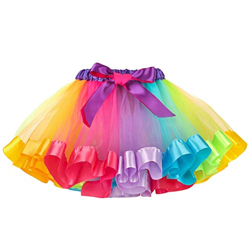 MMTX Tutu Skirt para niñas Arco Iris Falda de Tul Danza Falda Girls Rainbow Tutu Skirt Disfraces de Ballet para Niñas Pequeñas de 5 a 8 Años