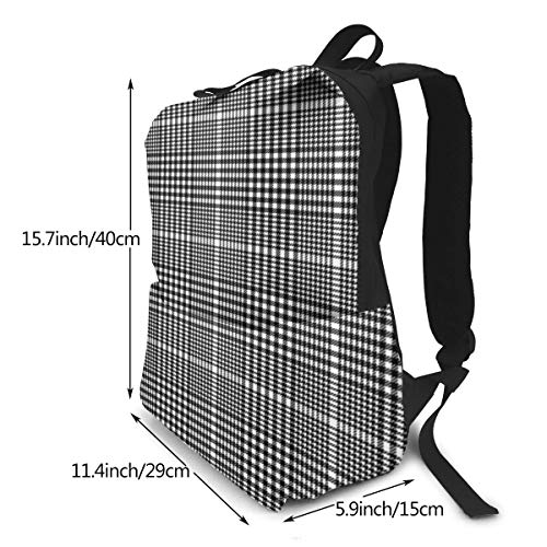 Mochila unisex de Prince of Wales Check College Student Bookbags de viaje para computadora cuadernos de la escuela al aire libre bolsa de hombro