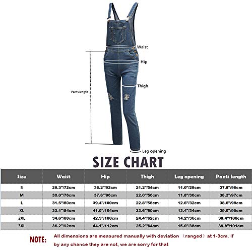 Moda Mujer Vaquero Mono, Morbuy Peto Rotos Largo Pantalones Casual Jeans Bolsillos Denim Pantalón Playa Fiesta Noche Cóctel Overoles Jumpsuit (3XL,Azul)