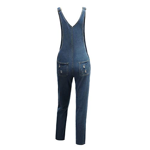 Moda Mujer Vaquero Mono, Morbuy Peto Rotos Largo Pantalones Casual Jeans Bolsillos Denim Pantalón Playa Fiesta Noche Cóctel Overoles Jumpsuit (3XL,Azul)